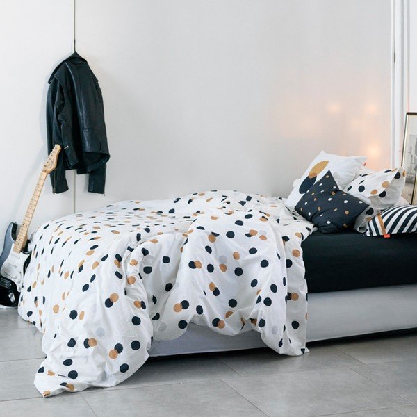 Valge puuvillane tekikott 140x200 cm Golden dots – Blanc-image-3