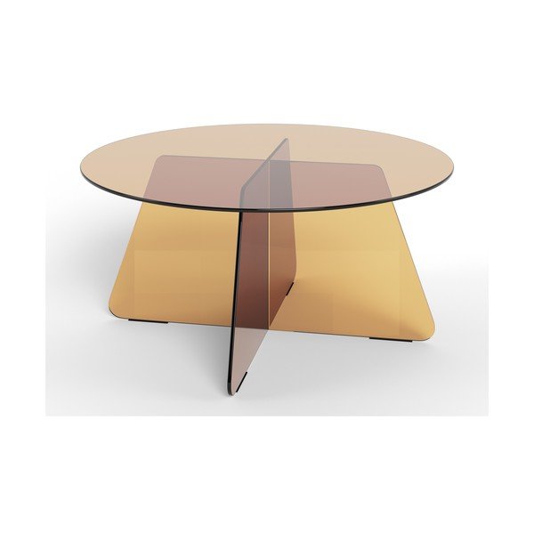 Pruun klaasist ümmargune diivanilaud ø 80 cm Samos - Actona