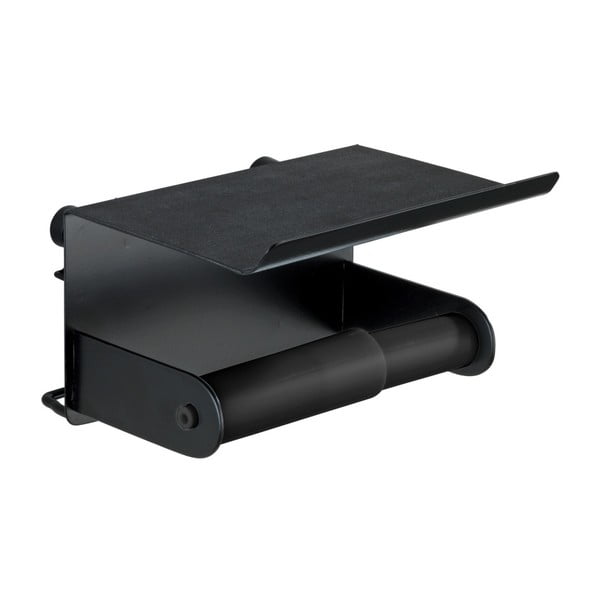 Must seinale paigaldatav tualettpaberi hoidja koos mobiiltelefoni hoidjaga Classic Plus - Wenko-image-3