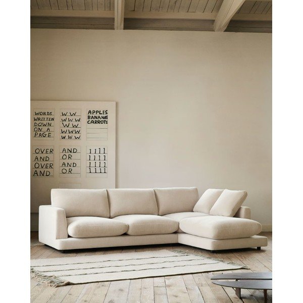 Beež šenillist nurgadiivan (parem nurk) Gala - Kave Home-image-1