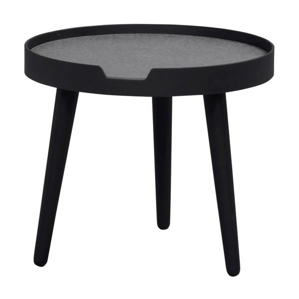 Černý odkládací stolek s konstrukcí z jasanového dřeva Folke Wraith, ⌀ 45 cm