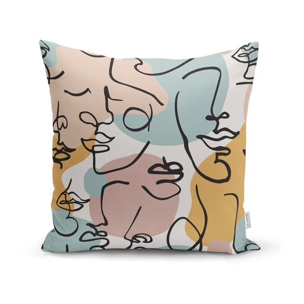 Povlak na polštář Minimalist Cushion Covers Drawing Face Colorful, 45 x 45 cm