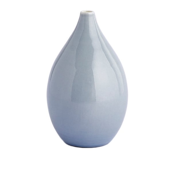 Šedomodrá ručně vyráběná váza Anne Black Drop, výška 11 cm