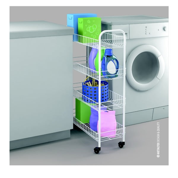 Valge metallist mobiilne riiul 23x84 cm - Metaltex-image-4