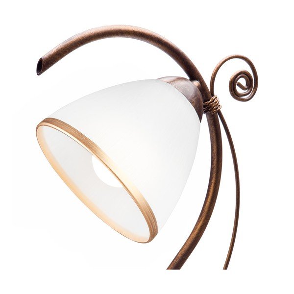 Valge-pruun lauavalgusti klaasist varjuga (kõrgus 39 cm) Retro Ii - LAMKUR-image-2