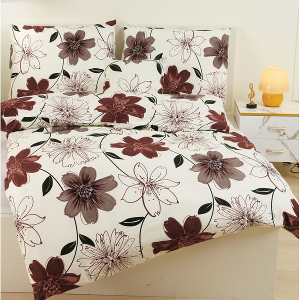 Pruun/kreemjas mikrosatiinist üheinimesevoodipesu 140x200 cm 6 tk komplektis Scarlet - My House-image-3