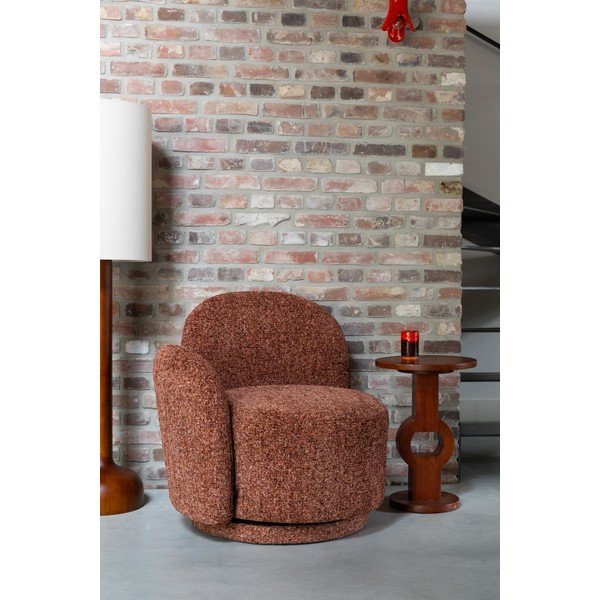 Punane pöörlev šenillist tugitool Rose - Dutchbone-image-1