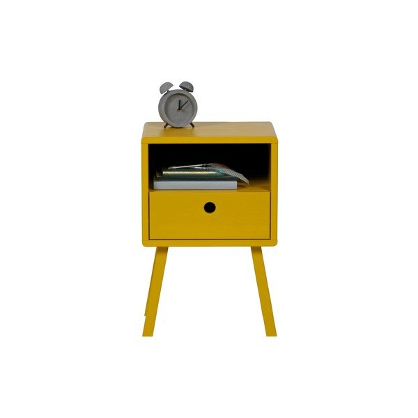 Žlutý noční stolek z masivního borovicového dřeva WOOOD Sammie-image-2