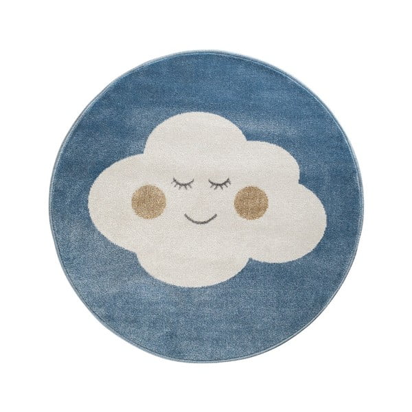 Modrý kulatý koberec s motivem mraku KICOTI Blue Cloud, ø 133 cm