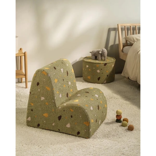Roheline buklee/šenillkangast laste tugitool Terrazzo Cloud - Wigiwama-image-3