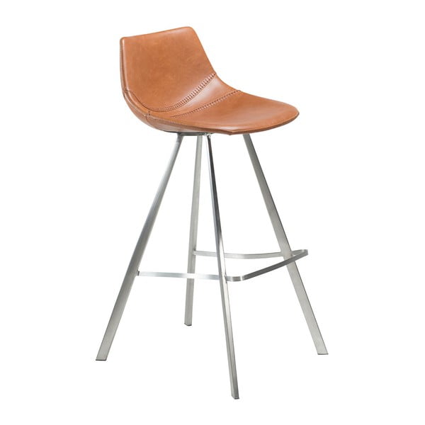 Hnědá barová židle s ocelovým podnožím DAN–FORM Pitch
