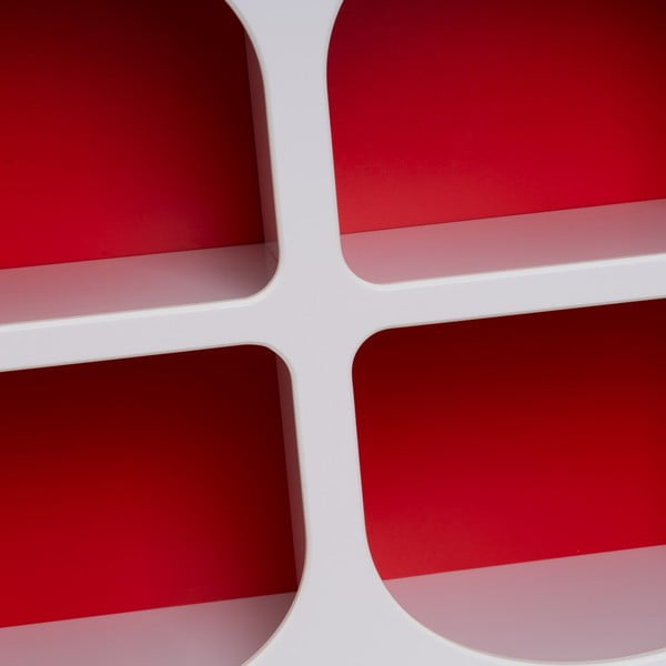 Punane-valge raamaturiiul 76x70 cm - Casa Selección-image-4