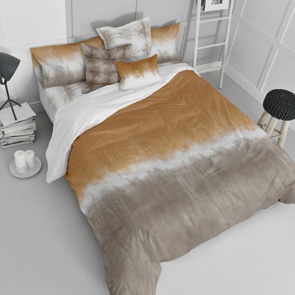 Valge/pruun puuvillane tekikott 140x200 cm Tie dye – Blanc-image-1