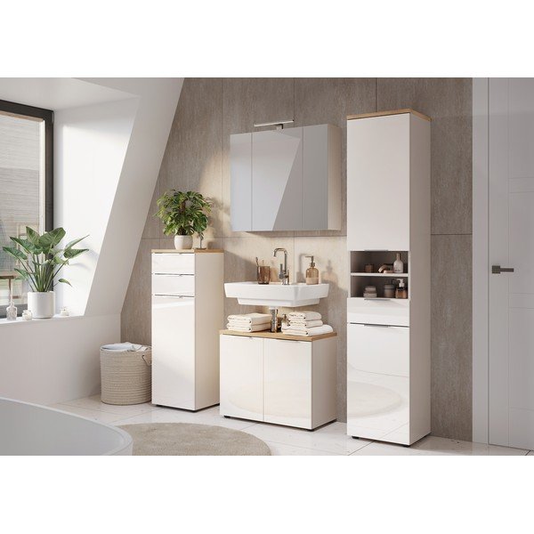 Kreemjas läikiv valamukapp 70x58 cm Tavira - Germania-image-1