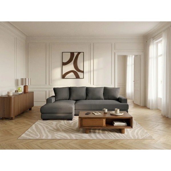Tumehall kordvelvetist diivanvoodi/panipaigaga nurgadiivan (vasak nurk/diivanvoodiga) Campi - Bobochic Paris-image-1