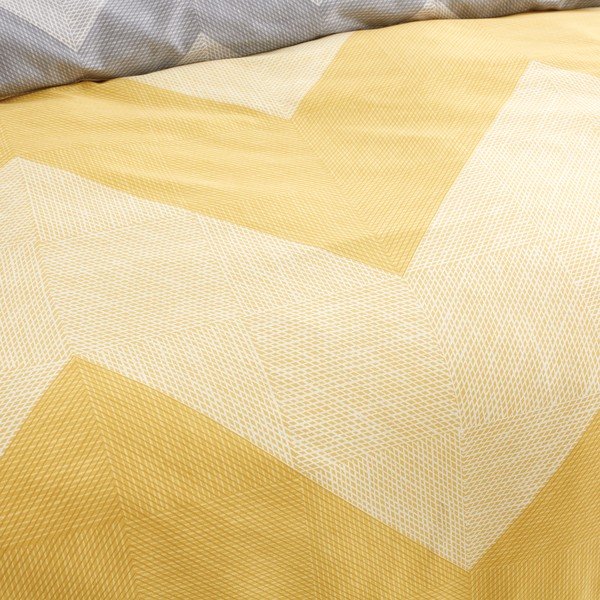 Kollane-hall voodipesu 200x135 cm Chevron Geo - Catherine Lansfield-image-1