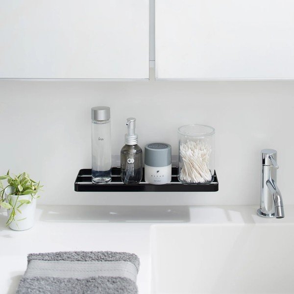 Mattmust terasest vannitoa riiul (ilma puurimiseta) Film Hook - YAMAZAKI-image-2