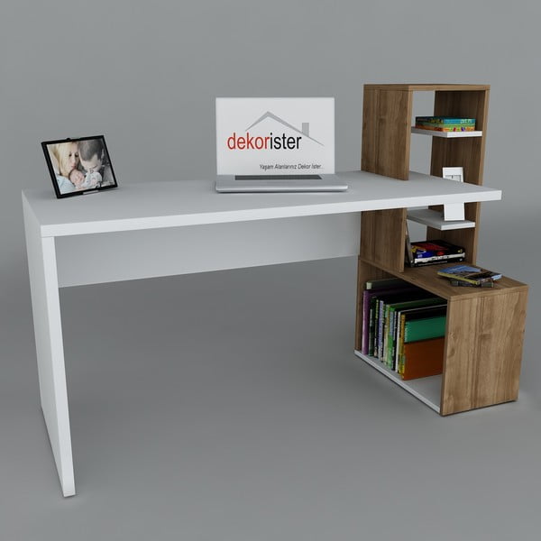 Pracovní stůl Side White/Walnut, 60x120x107 cm