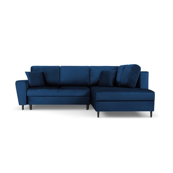 Sinine sametist panipaigaga nurgadiivanvoodi (parem nurk/"L"-kujuline) Kyoto - Cosmopolitan Design
