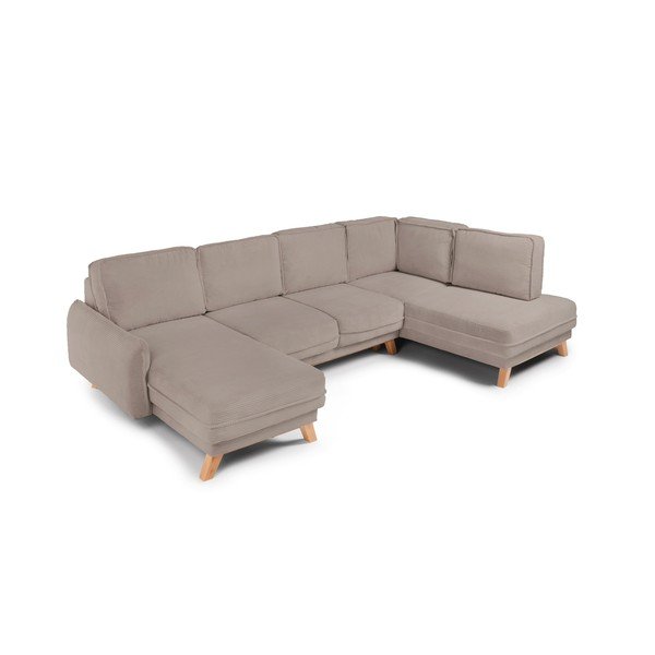 Taupe värvi velvetist diivanvoodi/panipaigaga nurgadiivan (parempoolne/U-kujuline) Tori - Bonami Selection-image-1