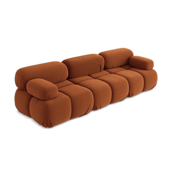 Oranž sametist moodulsofa 285 cm Lokua - Makamii-image-2