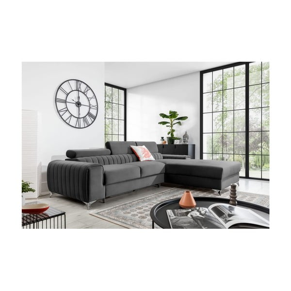 Tumehall sametist lahtikäiv/sahtliga nurgadiivan (parem nurk/lamamisosaga) Grayson – ELTAP-image-1