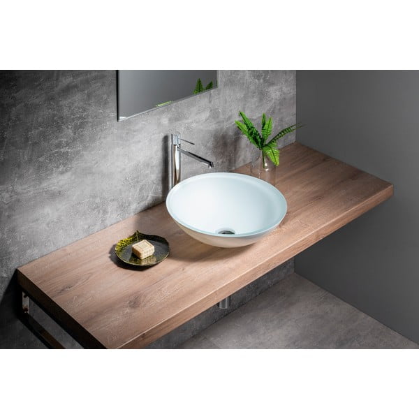 Valge klaasist ümmargune valamu ø 42 cm Telica - Sapho-image-2