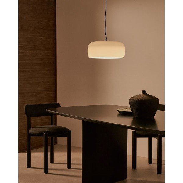 Hallikasbeež LED-rippvalgusti klaasist varjuga ø 38 cm Reig - Kave Home-image-1