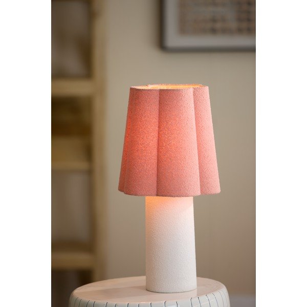 Lõhekarva/kreemika värvi laualamp tekstiilist varjuga (kõrgus 50 cm) Musaby - Light & Living-image-1