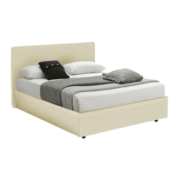 Béžová jednolůžková postel s úložným prostorem a matrací 13Casa Ninfea, 120 x 190 cm