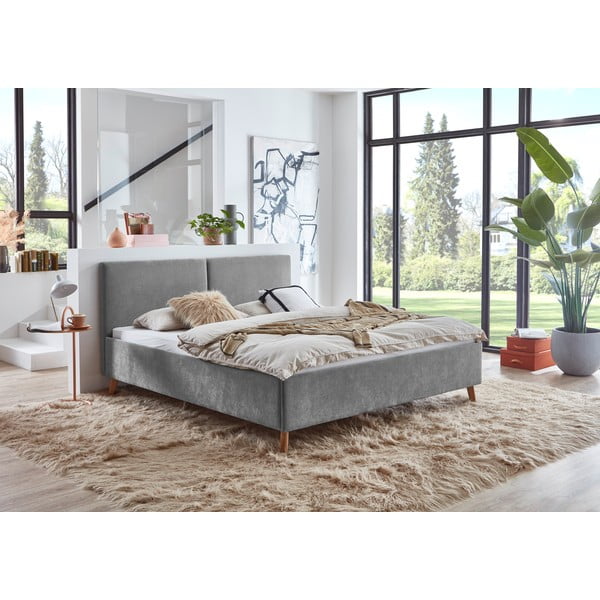 Hall polsterdatud kaheinimesevoodi liistudest raamiga 180x200 cm Piano - Meise Möbel-image-1