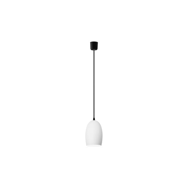 Bílé lesklé závěsné svítidlo s černým kabelem Sotto Luce UME
