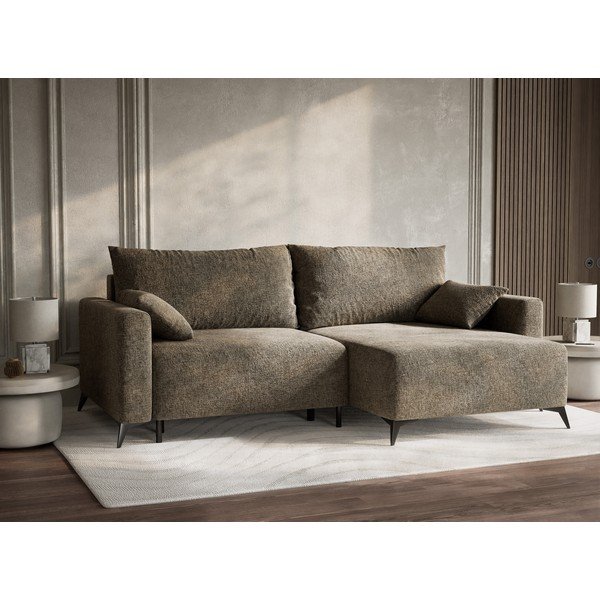 Pruun šenilldiivanvoodi/panipaigaga nurgadiivan (parem nurk/diivanvoodiga) Leon - Maison de Rêve-image-4