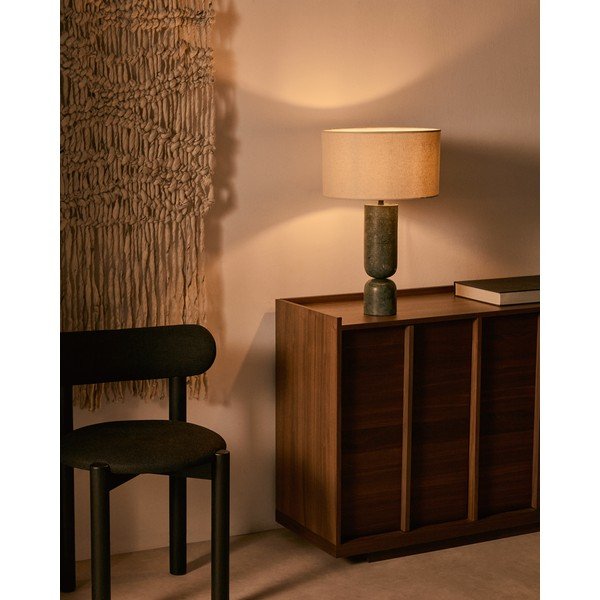 Tumeroheline-beež marmorist lauavalgusti tekstiilist varjuga (kõrgus 57 cm) Vex - Kave Home-image-1