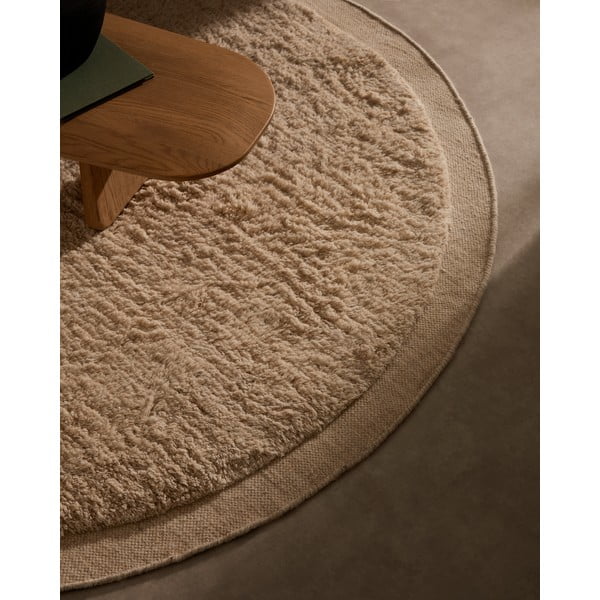 Kreem käsitsi kootud villane ümmargune vaip ø 200 cm Marely - Kave Home-image-1