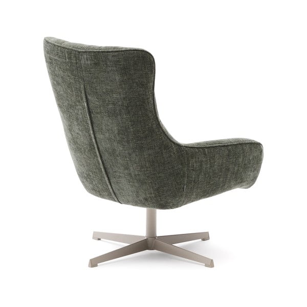 Hallikasroheline pöörlev šenillist tugitool Teryl - Kave Home-image-3