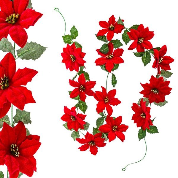 Jõulugarland 180 cm Poinsettia – Casa Selección-image-2