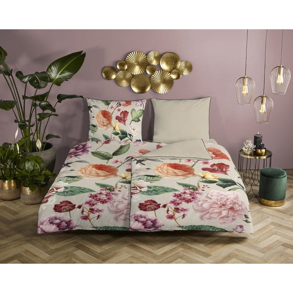 Beež voodipesu üheinimesevoodile puuvillasatiin 140x200 cm - Descanso-image-1