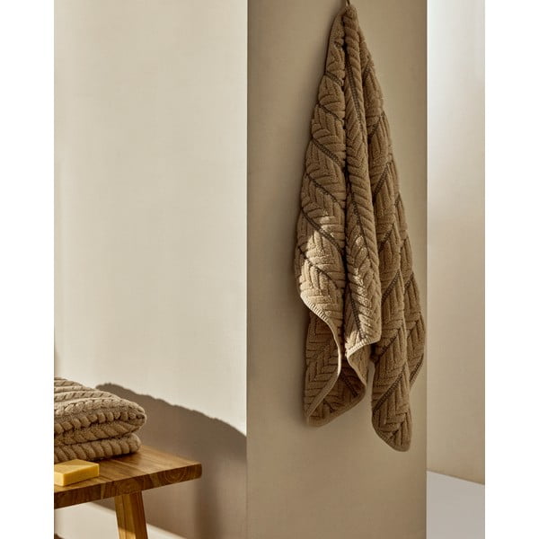 Beež puuvillane froteerätik 90x150 cm Rune - Kave Home-image-4