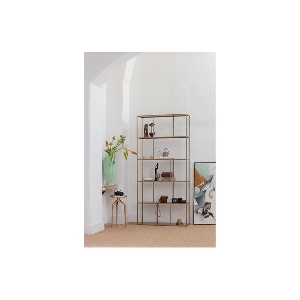 Kuldne metallist raamaturiiul 90x196 cm Valued - BePureHome-image-1
