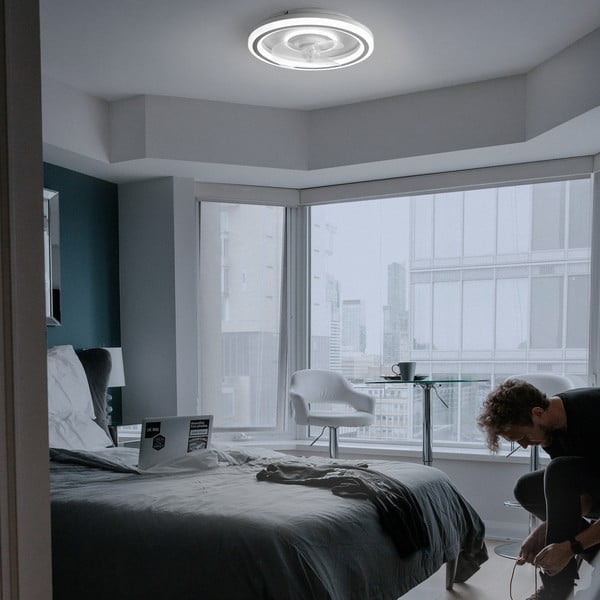 Valge LED-laevalgusti puldiga/ventilaatoriga Alan - SULION-image-1