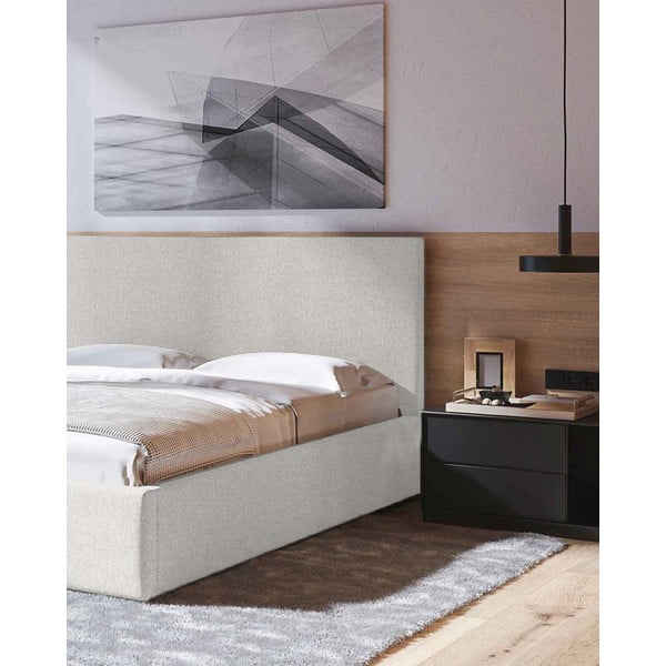 Beež polsterdatud kaheinimesevoodi koos voodipõhja ja panipaigaga 140x200cm Bufo - MESONICA-image-4