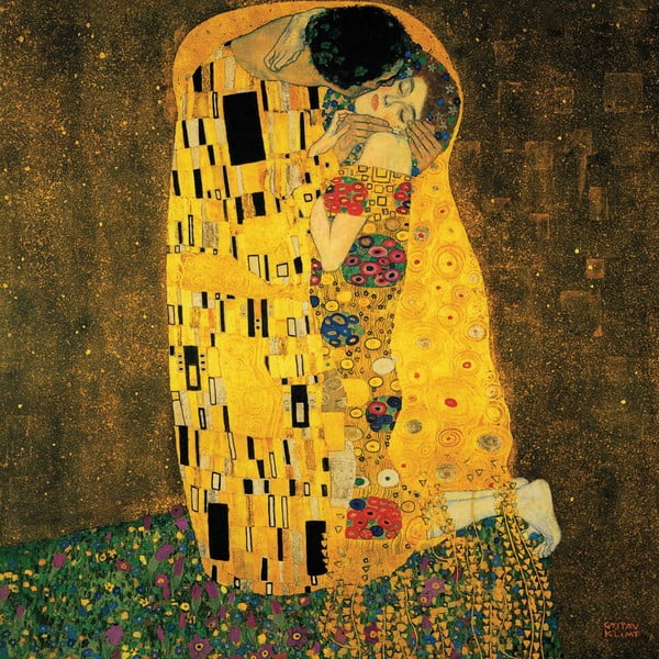 Gustav Klimt - obraz Kiss, 100x100 cm