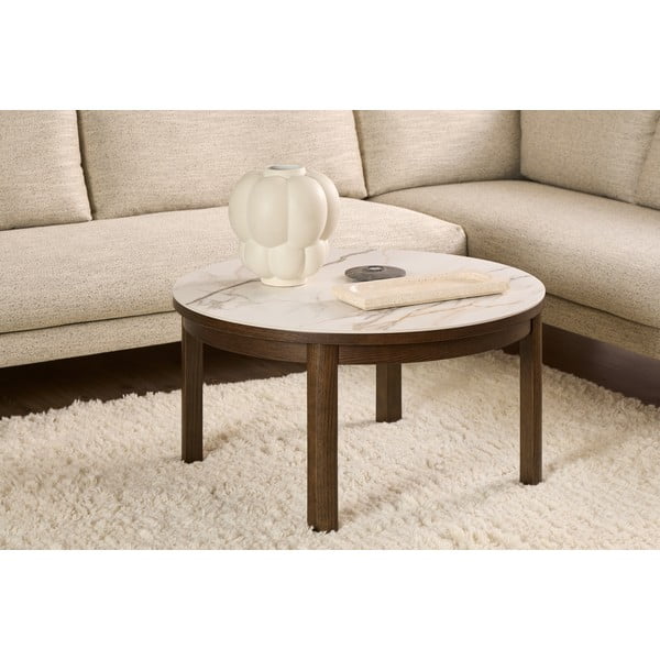 Beež/tumepruun ümmargune diivanilaud keraamilise pealispinnaga ø 90 cm Southampton - Actona-image-1