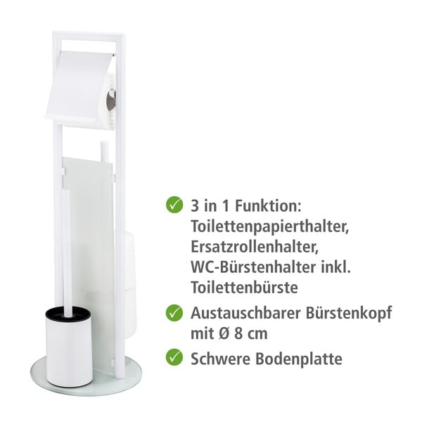 Valge tualettpaberi hoidik roostevabast terasest harjaga Ravina - Wenko-image-2