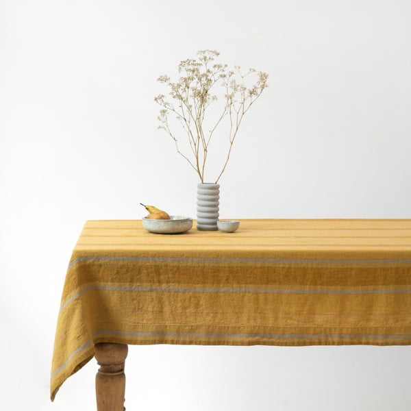 Linane laudlina 350x350 cm Amber Bronze Stripes - Linen Tales