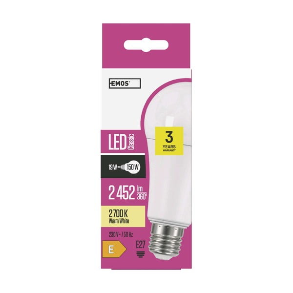 LED-pirn, soe valge E27, 19 W - EMOS-image-1