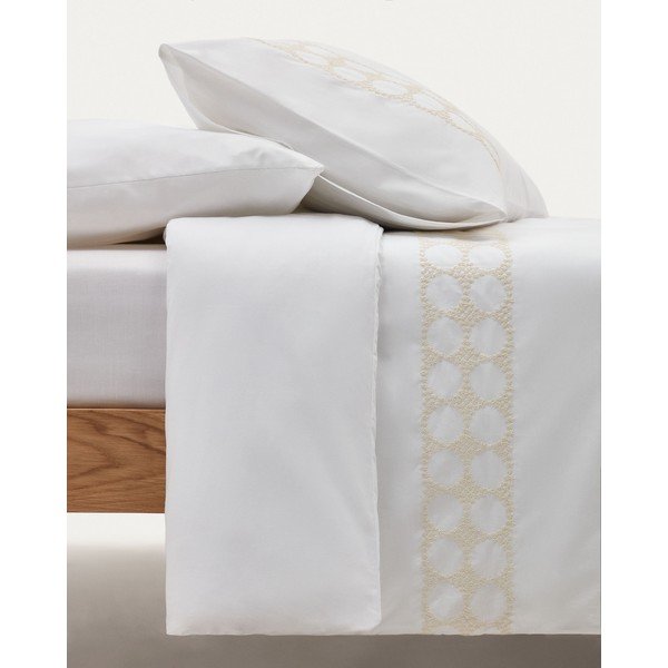 Valge puuvill-perkalist kummiga lina 180x200 cm Teia - Kave Home-image-3