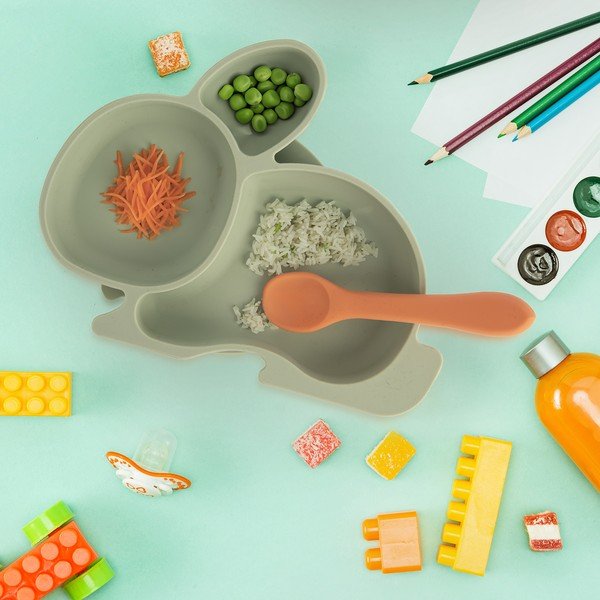 Salveiroheline silikoonist lastetaldrik 18x23 cm Bunny - Orion-image-1