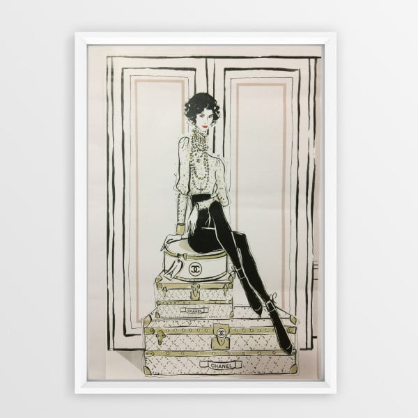 Seinamaal raamides Chaneli kohvris, 23 x 33 cm CC - Piacenza Art